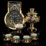 Самовар 3 л с сервизом на 4 персоны "Чаепитие". Златоуст